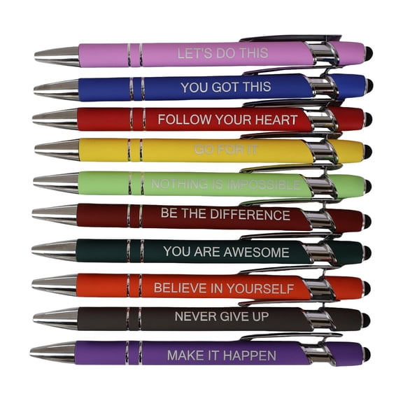 10 Ballpoint Pen Set Inspirational Copywriting Ballpoint Pen Screen Pen Encouragement Text Black Pen 20ml