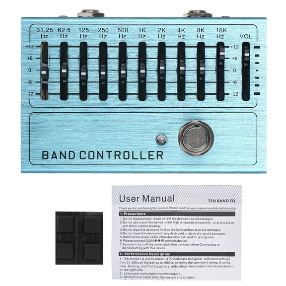 10 Band EQ Guitar Effect Pedal Mini Equalizer for Guitar Bass True Bypass Aluminum Alloy