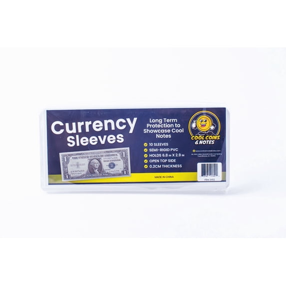 10 Banknote Holders Currency Sleeves Rigid US Dollar Modern Size Paper Money Topload Holders Notes