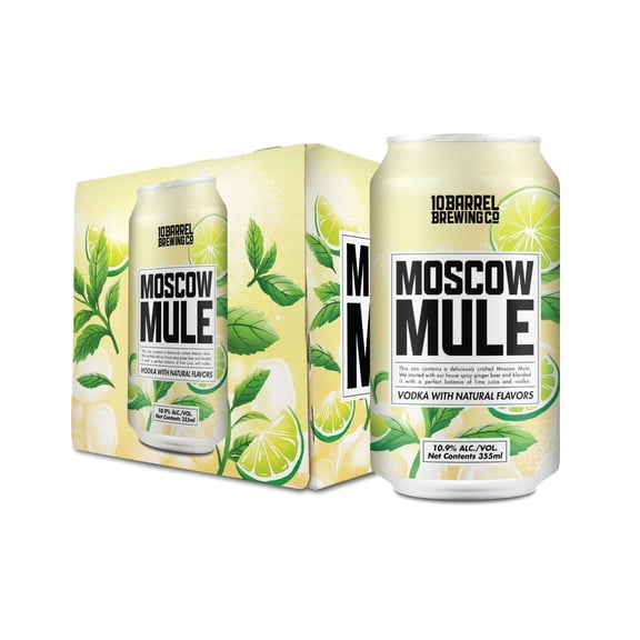 10 Barrel Brewing Co. Moscow Mule Craft Cocktail, 4 Pack 12 fl. oz. Cans, 10.9% ABV