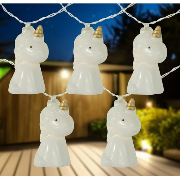 Northlight 10ct Battery Operated Unicorn Summer LED String Lights Warm White - 4.5' Clear Wire