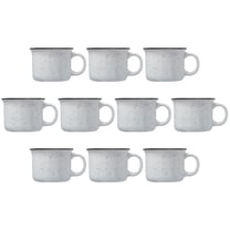 10 Bijou Ceramic Campfire Coffee Mugs Set, 8 oz. - Ceramic, Speckled, Sturdy, C-handle - White