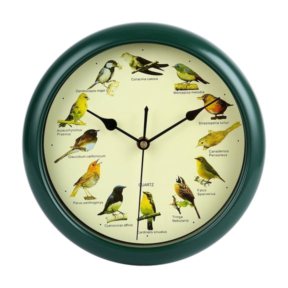 10" Bird Wall Clock with Hourly Singing Bird Sounds, Decorative Battery Operated Bird Sound Wall Clock for Home, Kitchen, Living Room & Office Decor