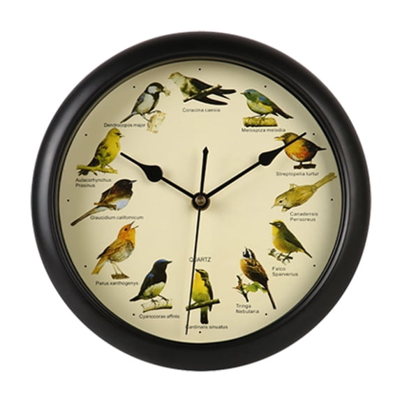 10" Bird Wall Clock with Hourly Singing Bird Sounds, Decorative Battery Operated Bird Sound Wall Clock for Home, Kitchen, Living Room & Office Decor