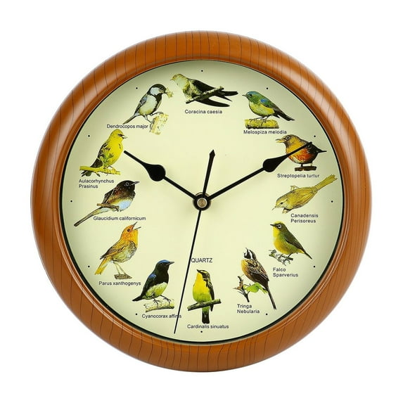 10" Bird Wall Clock with Hourly Singing Bird Sounds, Decorative Battery Operated Bird Sound Wall Clock for Home, Kitchen, Living Room & Office Decor