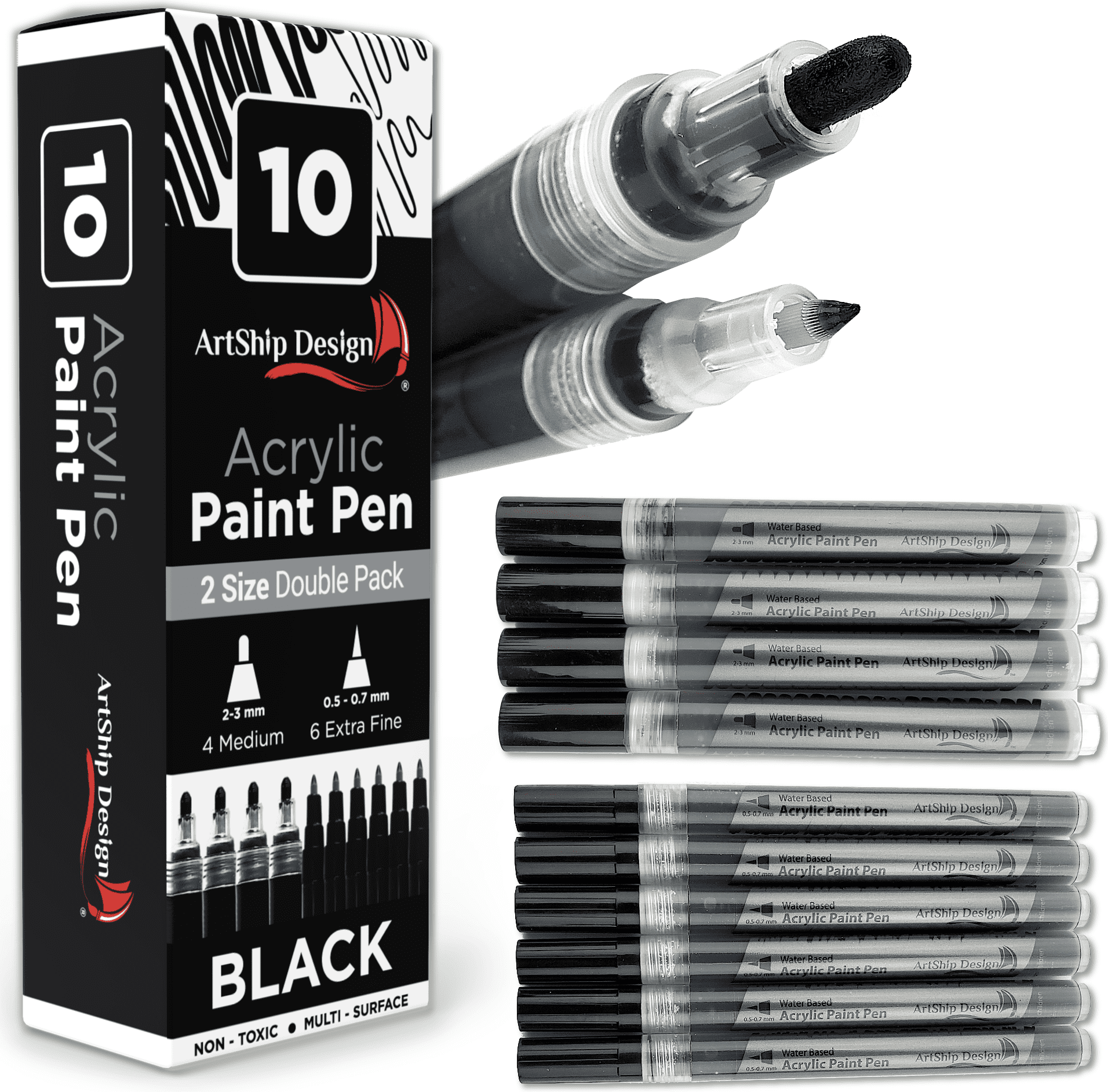 Zart Art Black Markers thick (medium point). Non toxic. Economical.