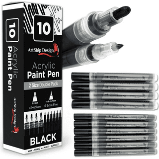 PINTAR Black & White Markers - Outline Watercolor Paint Pens - Drawing &  Calligraphy Markers - Acrylic Paint Pens for Rock Painting, Wood, Glass,  Leather, Shoes…