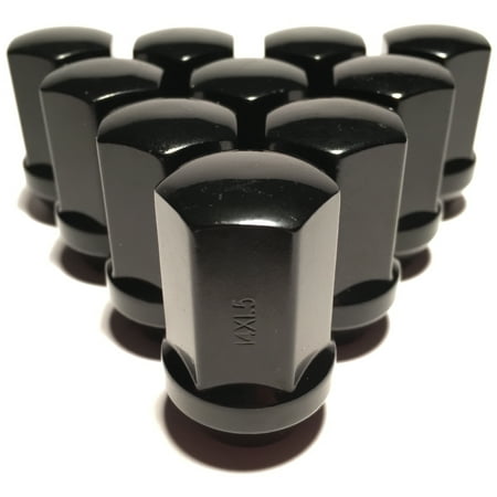 10 Black Camaro 14x1.5 OEM Solid Style Lug Nuts 22mm Hex CTS-V 7/8" Hex