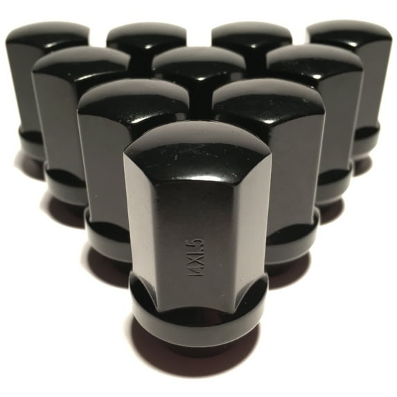 10 Black Camaro 14x1.5 OEM Solid Style Lug Nuts 22mm Hex CTS-V 7/8" Hex