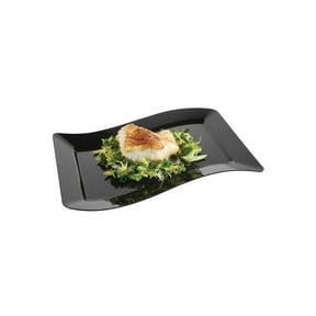 EMI Youshi 10" Black Rectangular Wave Dinner Plastic Party Plates 10ct.