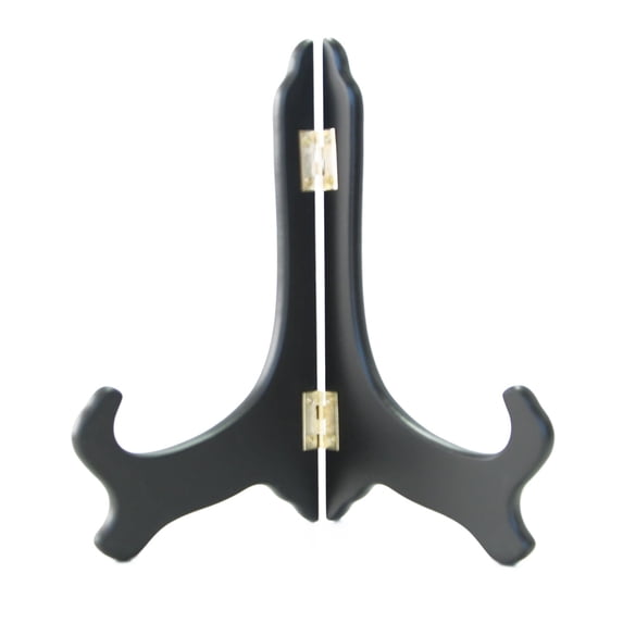 10" Black Rubber Finished Wooden Plate Easel Display Holder Stand