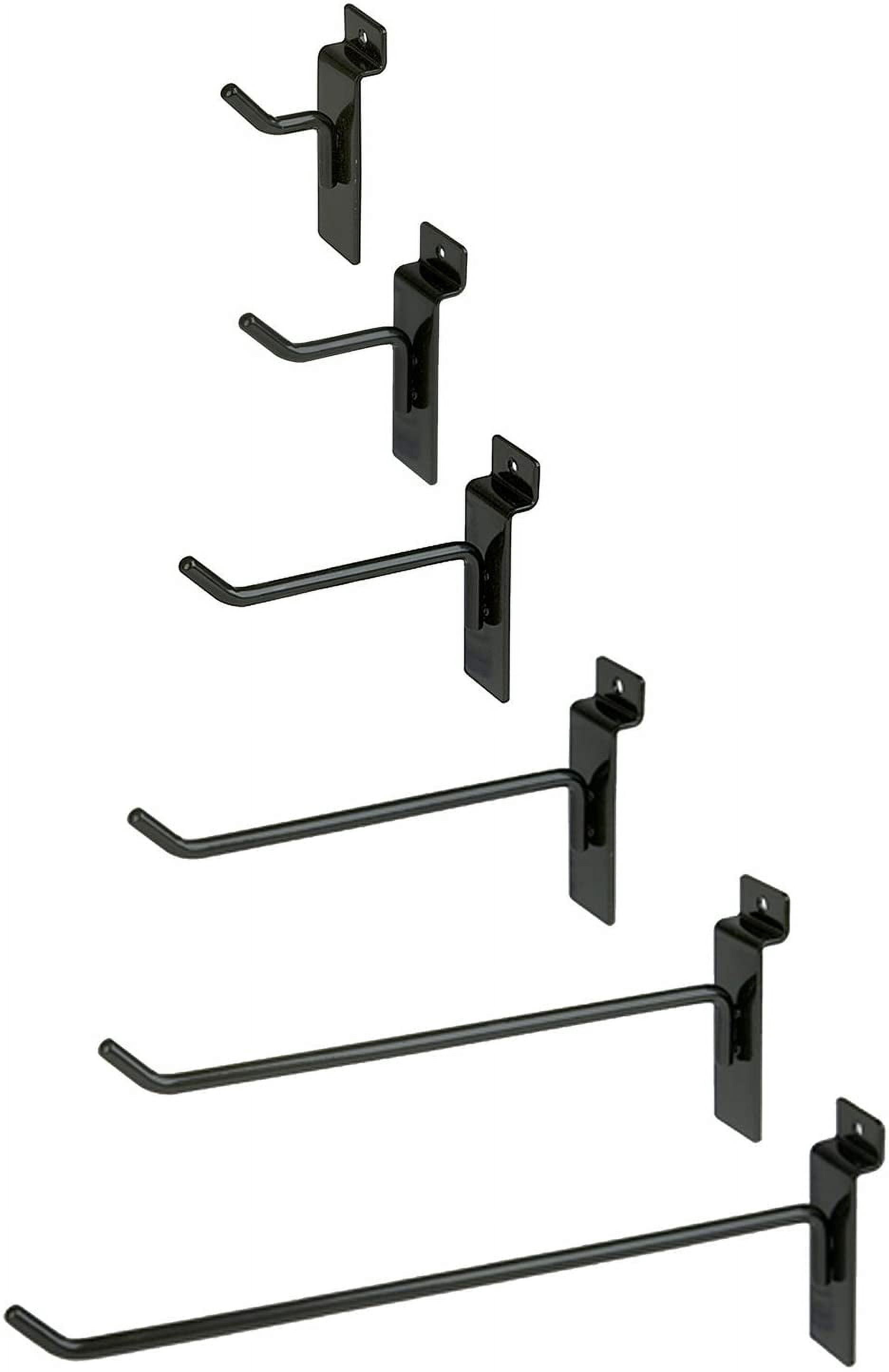 4 Pack Black U-Shaped Slatwall Hangrails - 16x12 Inch Metal Handrail Hangers For Retail Display & Home Garment Storage