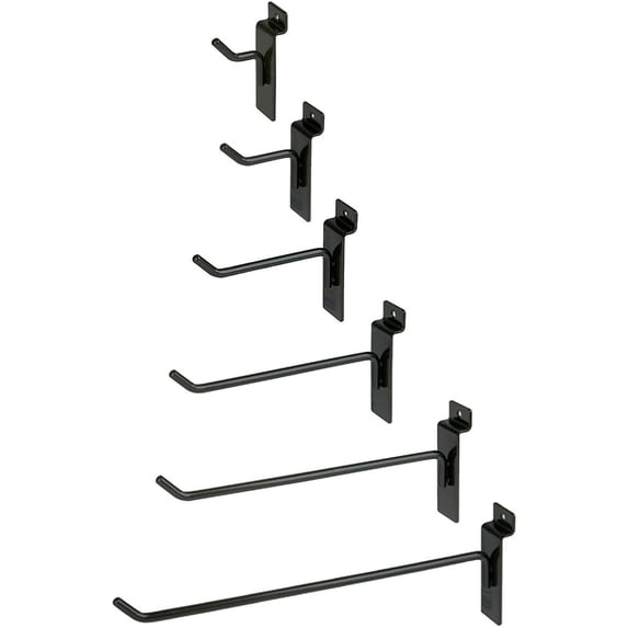 10" Black Slatwall Hooks, Slatwall Display Panel Hangers - 10 Pack