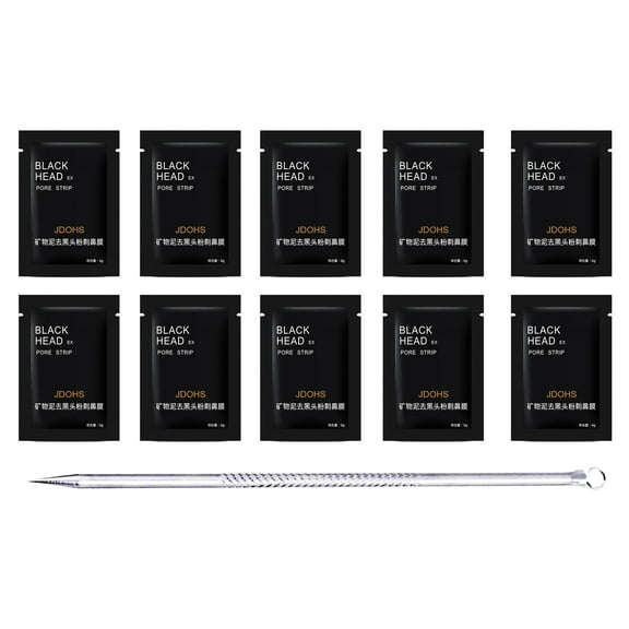 10 Blackhead Remover Strips - Pore Strips Individually Sealed Concentrated Liquid For Face, Nose, Back, Plus 1 Blackhead Extractor Tool Stainless Steel