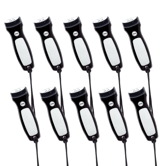 10 Blackout Flat Magnetic Flashlights Set - LED Lights, Wrist Strap Included, Fridge Magnet - Black