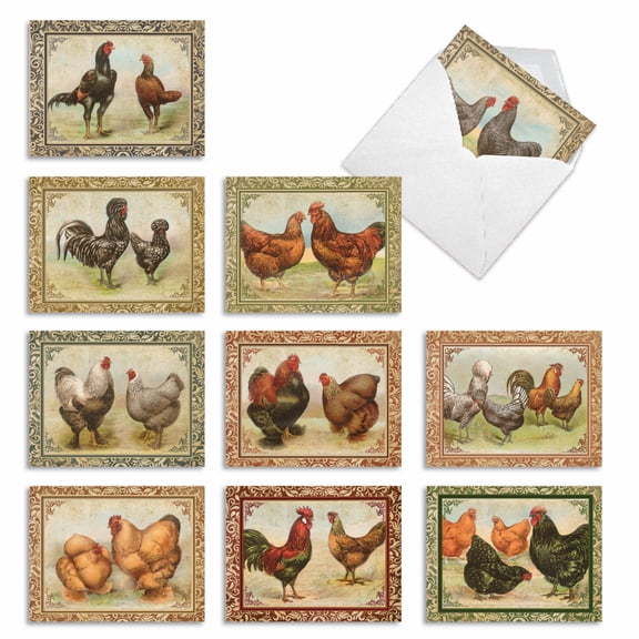 The Best Card Company 10 Assorted Blank All Occasions Notes Bulk Set 4x5.12 w/ Envelopes, 10x1 Designs, for Men, Women, Card-a-Doodle-Do M2351OCB