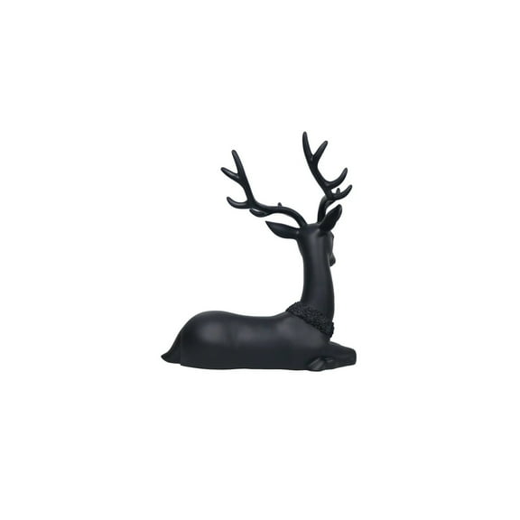 10" Blow Mold Deer Outdoor Christmas Decoration, Plastic Deer Christmas Tabletop Decorations, Black, Resting