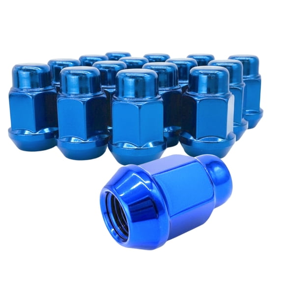 10 Blue 1/2 Closed End Two Piece Bulge Acorn Wheel Lug Nuts - 3/4, 19mm Hex - 1.38 Inch Tall - Fits Many Boat Trailers, Buick, Cadillac, Chevrolet, Dodge, Ford, Jeep