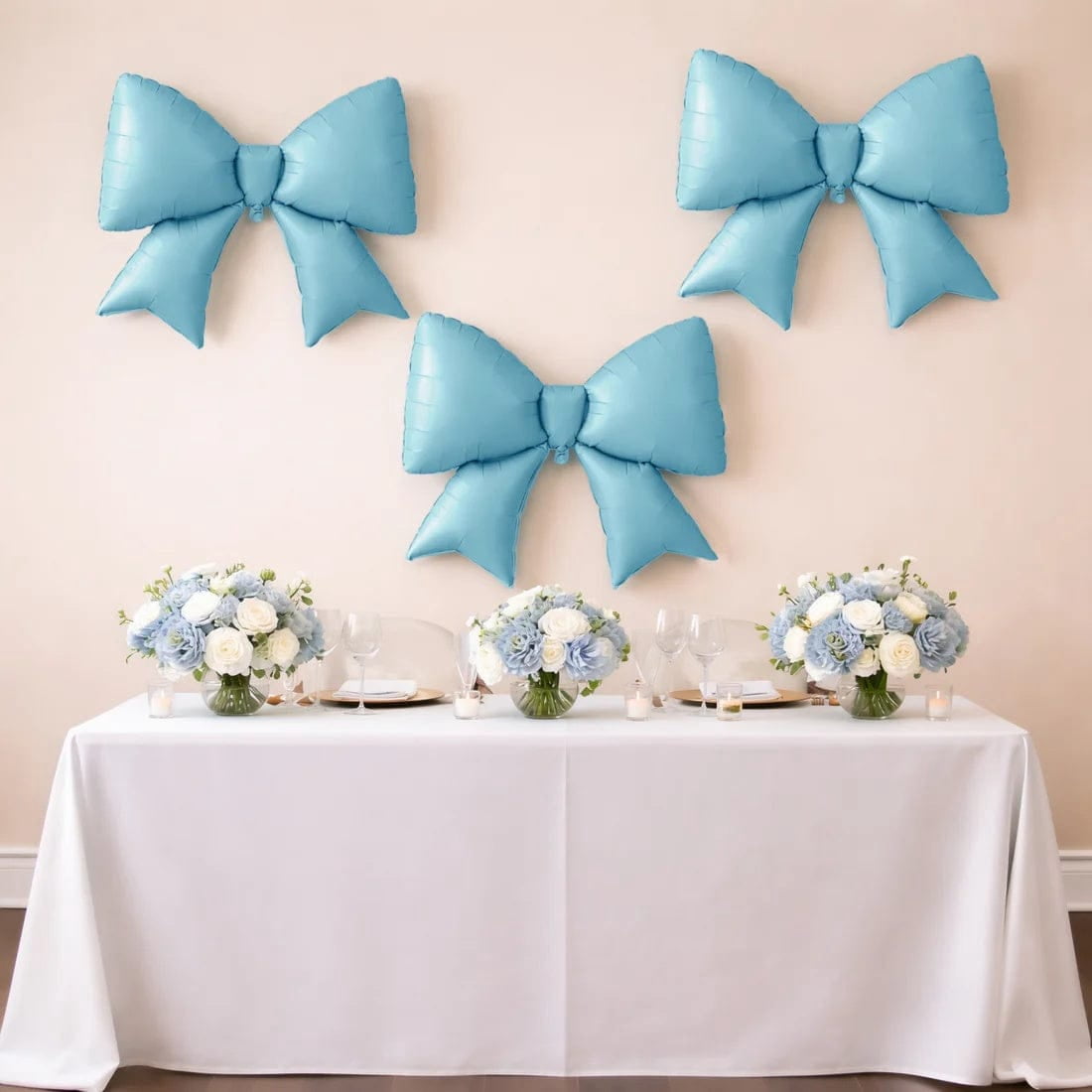 10 Blue 29x27 in Matte Giant Bow Mylar Foil Balloons Wedding Party Event Decorations