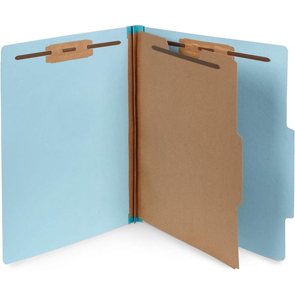 10 Blue Classification Folders - 1 Divider - 2 Inch Expansions - Durable 2 Prongs, for Medical Files, Law Client Files, Pressboard Classification Folders 1 Dividers Letter Size, Blue, 10 Pack