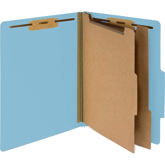 10 Blue Classification Folders - 2 Divider - 2 Inch Expansions - Durable 2 Prongs Designed to Organize Standard Medical Files, Law Client and Office Files - Letter Size, Light Blue, 10 Pack