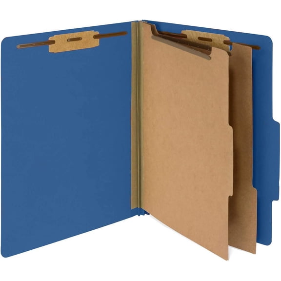 10 Blue Classification Folders with Dividers - Employee Personnel File Folders 2'' with Two Prong File Folders for Medical, Law Files - Pressboard Classification Folders 2 Dividers Letter Size