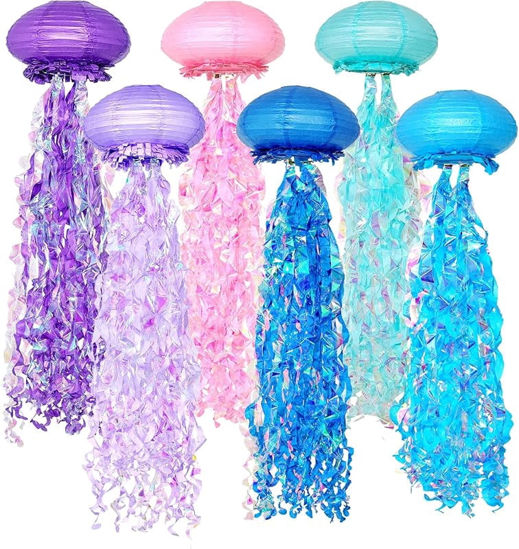 Photo inspiration: Ocean Theme Decorations For Aquarium Reference: 10 Blue Hanging Jellyfish Paper Lanterns