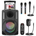 thumbnail image 1 of 10" Bluetooth Portable PA Speaker - Rechargeable, 2 Wireless Mics, Tablet Stand, Party Lights, 1 of 7