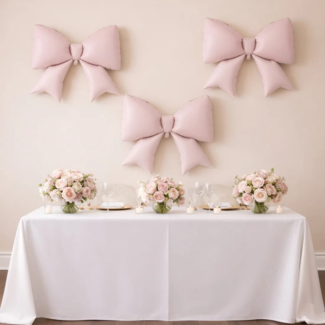 10 Blush 29x27 in Matte Giant Bow Mylar Foil Balloons Wedding Party Event Decorations