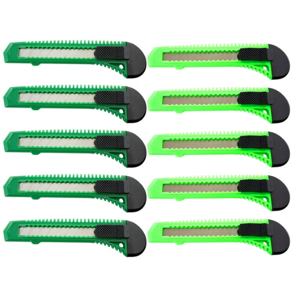 10 Box Cutter Utility Knife Retractable Snap off Razor Blade DARK GREEN NEON GREEN