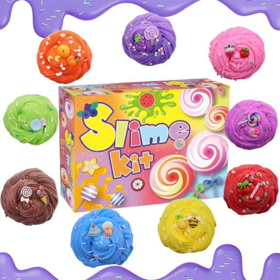 10-Box Slime Set, 60ML Per Box, Non-Sticky DIY Putty Kit, Party Favors & Gift Supplies for Creative Craft Activity