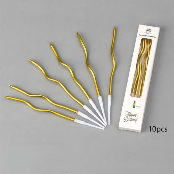 10 Boxes Birthday Candles for Cake 6" Spiral Birthday Candles Set Twisted Curve Pole Atmosphere Party Candles, Creative Decoration Party Atmosphere Candles Gold
