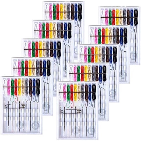 10 Boxes Home and Travel Quick Fix Sewing Kit Pre Threaded Needle Kit, Each Box with 10 Pieces$$Art & Craft