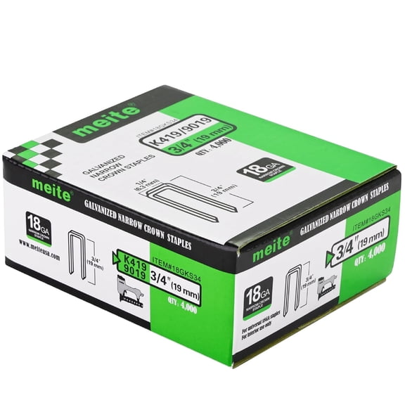 MEITE 18GA 1/4" Narrow Crown Galvanized Staples, 3/4" Length for Upholstery 4,000 Pcs/Box(10 Boxes)