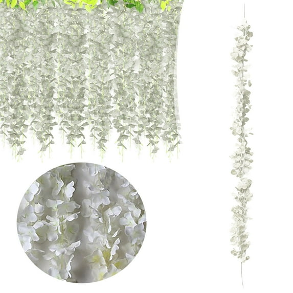 10 Branches Wisteria Hanging Flowers,6Ft Artificial White Wisteria Flowers Garland for Wedding Arch Ceremony Party Garden Home Backdrop Decor(White)