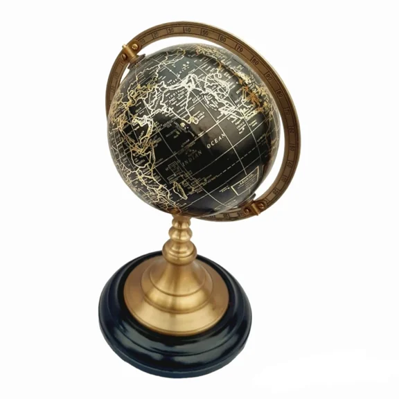 10" Vintage Style Tabletop Globe, Handcrafted with Antique Finish