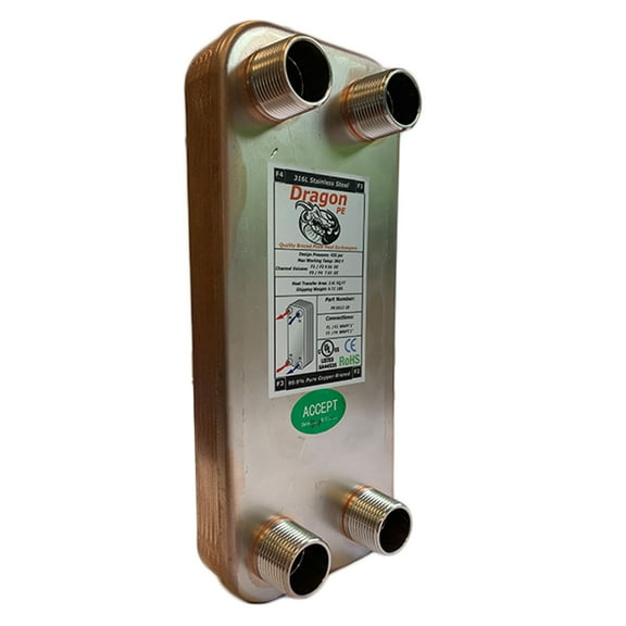 10 Brazed Plate Heat Exchanger, 20,000 BTU