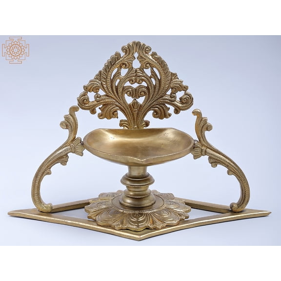 10" Bronze Designer Diya (Hoysala Art)