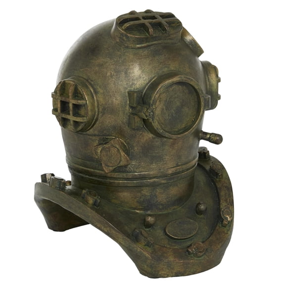 10" Bronze Polystone Antique Diver Helmet, by DecMode