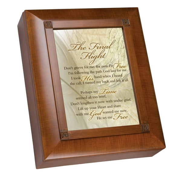 Final Flight Don't Grieve for Me Woodgrain Remembrance Keepsake Box