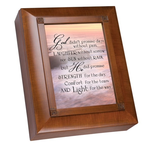 Cottage Garden God Didn't Promise Days Without Pain Woodgrain Remembrance Keepsake Box