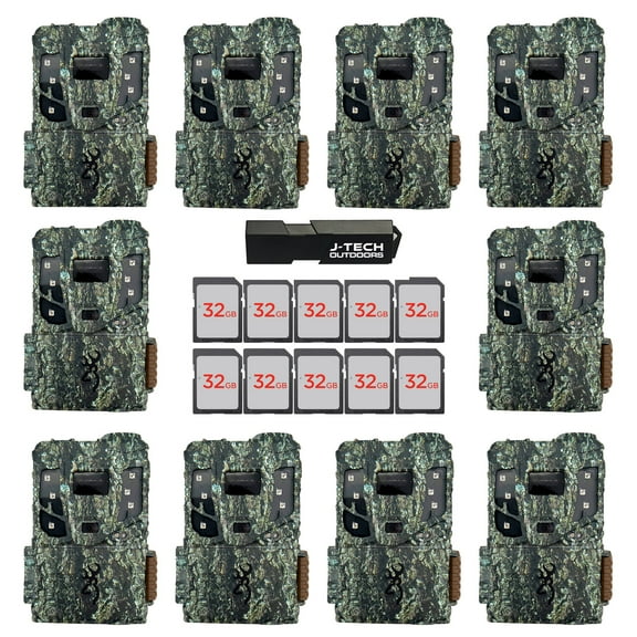 (10) Browning Defender Pro Scout MAX Extreme HD Cellular Trail Game Camera (AT&T+VERIZON) Bundle Includes 32GB Memory Cards and J-TECH Card Reader (20MP) | BTCPSMXHD
