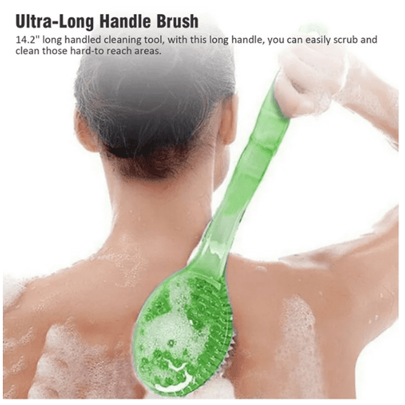 Under 10$ Brush Scrubber Anti Slip Long Handle Back Brush For Shower, Dual-Sided Back Scratchers Back Brush with Stiff and Soft Bristles,Body Exfoliator for Bath or Dry Brush