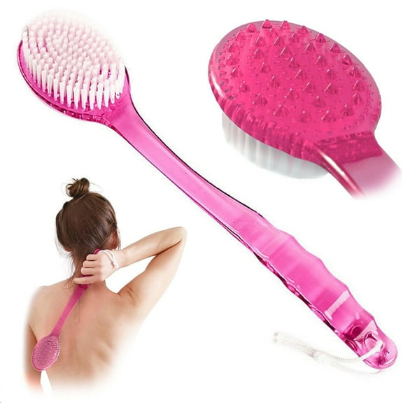 Under 10$ Brush Scrubber Anti Slip Long Handle Back Brush For Shower, Dual-Sided Back Scratchers Back Brush with Stiff and Soft Bristles,Body Exfoliator for Bath or Dry Brush