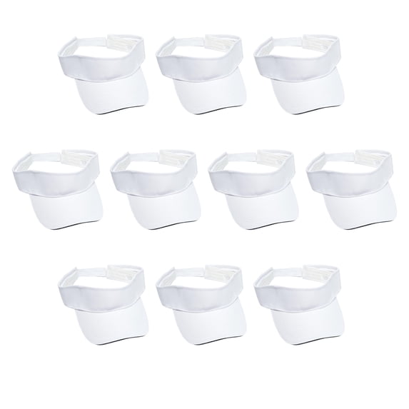 10 Brushed Cotton Sandwich Visors Set - Unconstructed, Velcro closure - White Black