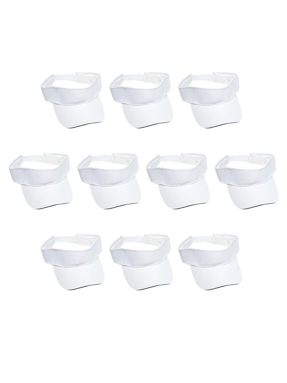 10 Brushed Cotton Sandwich Visors Set - Unconstructed, Velcro closure - White Black