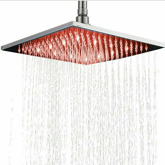 10" Brushed Nickel LED Thick Shower Head Square Bathroom Ceiling Installation