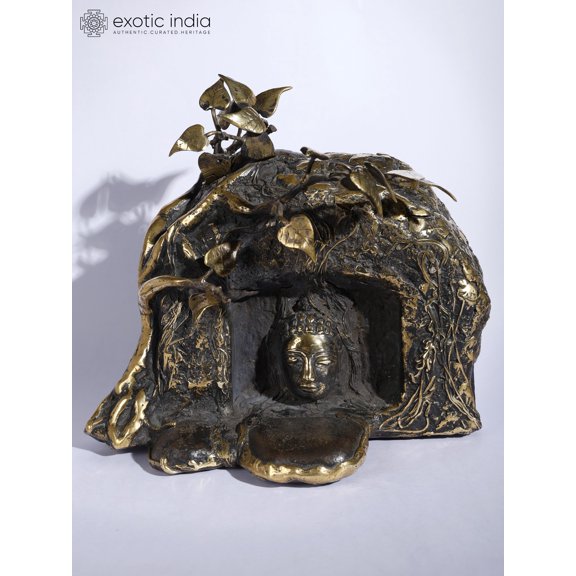 10" Buddha in Nature | Brass and Stone Sculpture