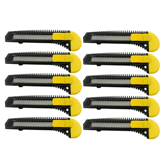 10 Bulk Utility Knives Box Cutters Snap Off Blades Black