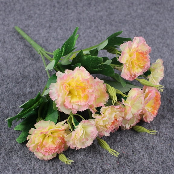 10 Bunches Bouquet of Artificial Silk Flower Carnations, Bouquet and Green Leaf for Home Party, Home Decoration Bridal Wedding Holding Flowers Decor